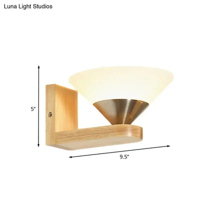 Glass Brass Wall Lamp by Decorbites with wooden wall mount and double shade on Tampa Home & Garden Store