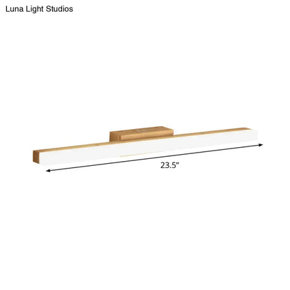 Beige wood vanity light fixture with white rectangular shade, 23.5-in long, Decorbites on Tampa Home & Garden Store