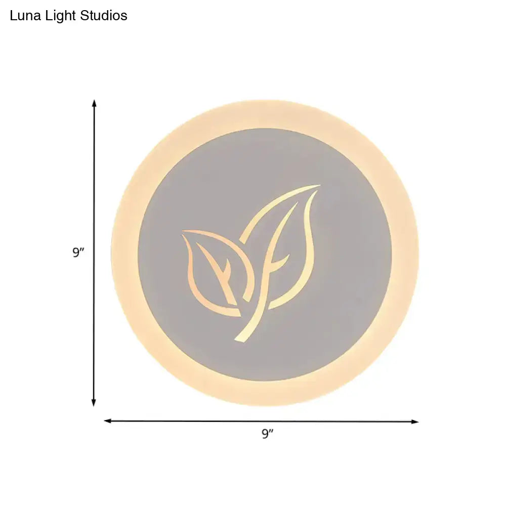 White acrylic leaf wall lamp round 9-inch sconce with warm glow Decorbites on Tampa Home & Garden Store