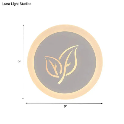 White acrylic leaf wall lamp round 9-inch sconce with warm glow Decorbites on Tampa Home & Garden Store