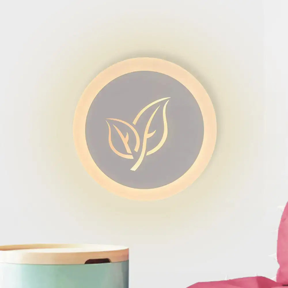White acrylic leaf wall lamp with circular glow wall sconce decor on Tampa Home & Garden Store