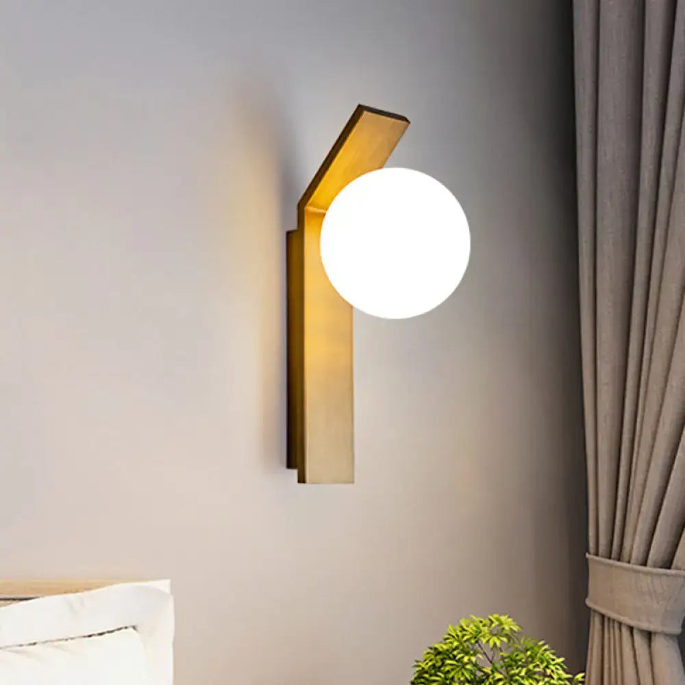 Milk Glass Wall Sconce with brass backplate and white globe by Decorbites on Tampa Home & Garden Store