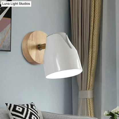 Metallic Bud Wall Light white shade with wooden backplate by Decorbites on Tampa Home & Garden Store