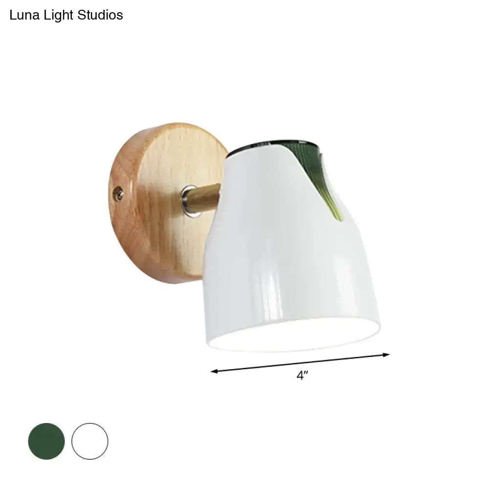 Metallic Bud Wall Light with white glass shade and wood mount by Decorbites on Tampa Home & Garden Store