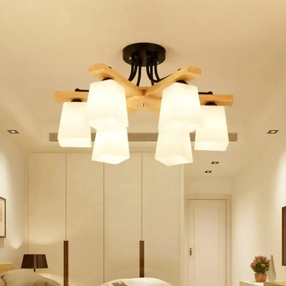 Black Milk Glass Light by Decorbites, wooden crossbar fixture with milk glass shades on Tampa Home & Garden Store