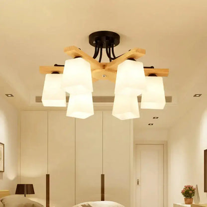 Black Milk Glass Light by Decorbites, wooden crossbar fixture with milk glass shades on Tampa Home & Garden Store