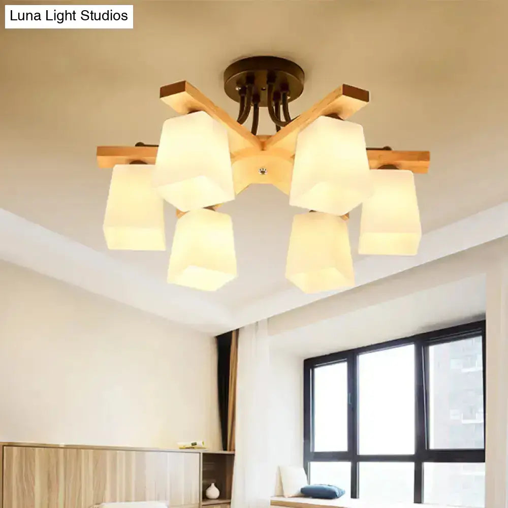 Black Milk Glass Light fixture by Decorbites with wooden arms and cream shades on Tampa Home & Garden Store