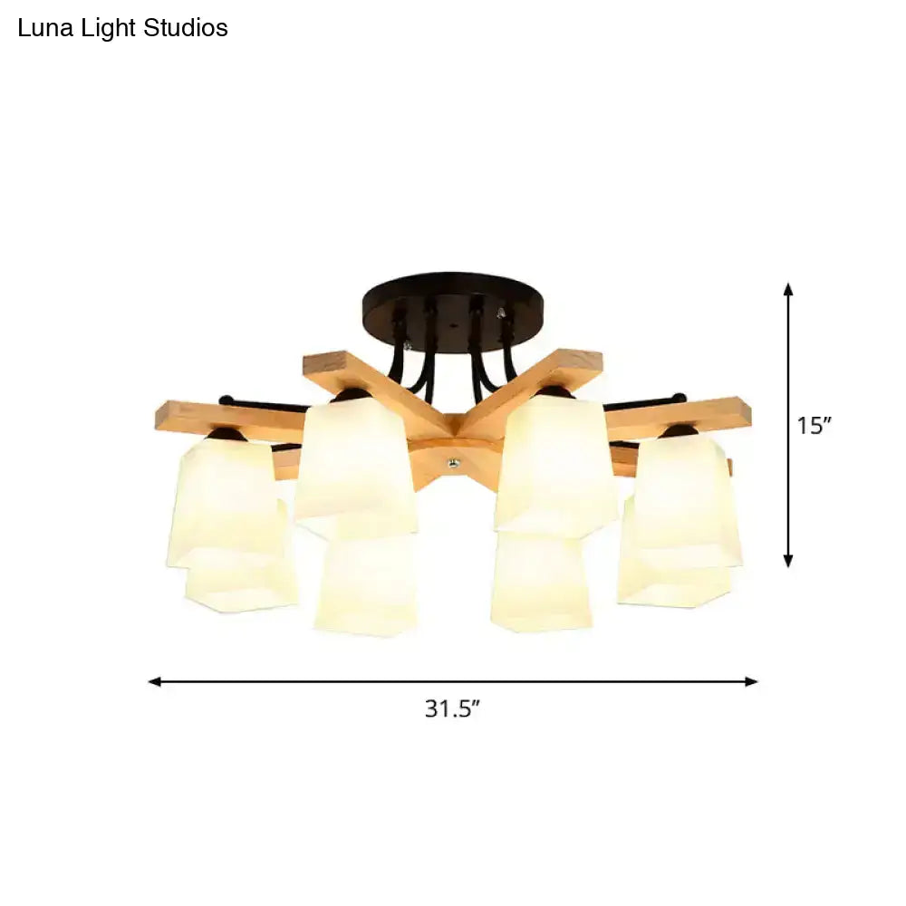 Black Milk Glass Light ceiling fixture with wood arms and five milk glass shades by Decorbites on Tampa Home & Garden Store