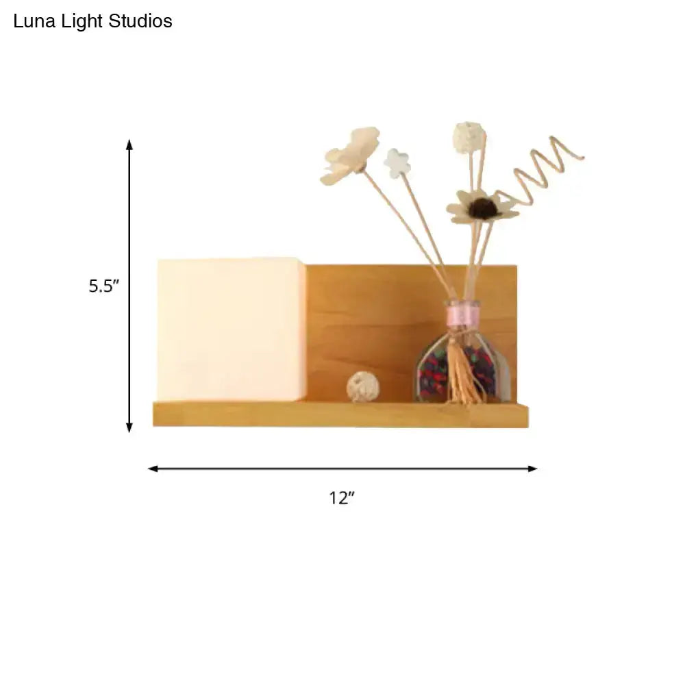 Modern wood floating shelf with beige wall lamp bedroom sconce light Decorbites on Tampa Home & Garden Store