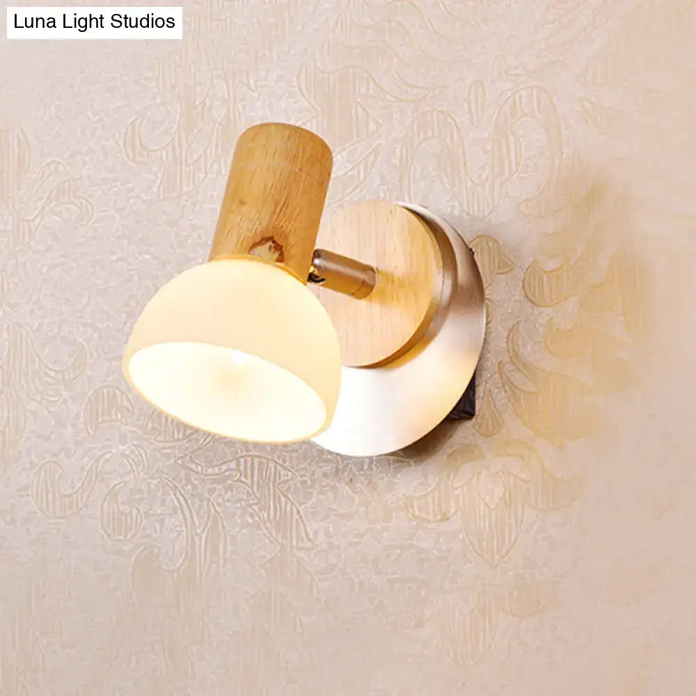 Wood Glass Milk White Sconce by Decorbites, wall mount wood stem and frosted glass shade on Tampa Home & Garden Store