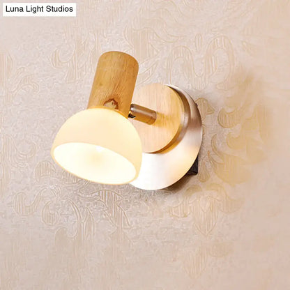 Wood Glass Milk White Sconce by Decorbites, wall mount wood stem and frosted glass shade on Tampa Home & Garden Store