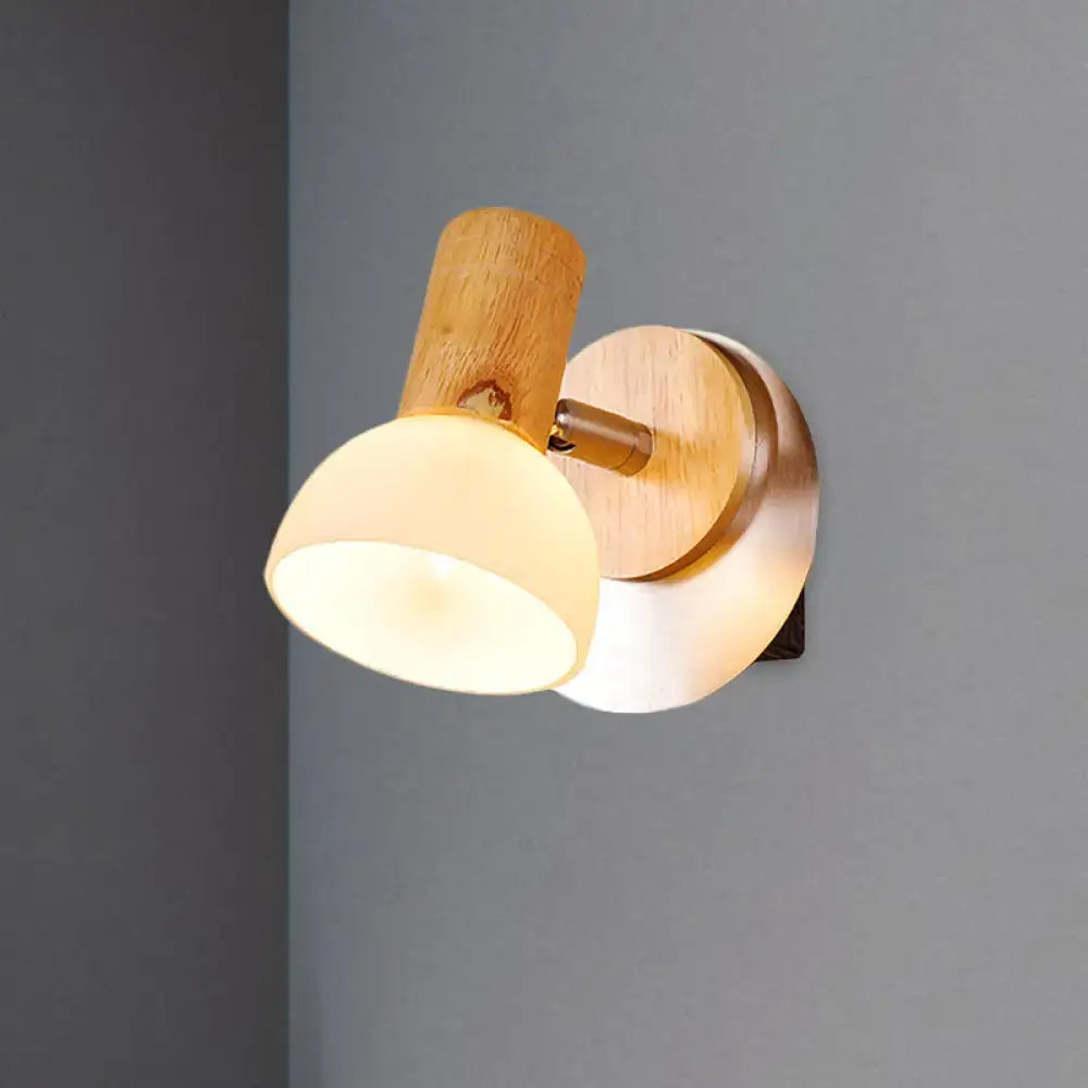 Wood glass milk white wall sconce by Decorbites with metal backplate on Tampa Home & Garden Store