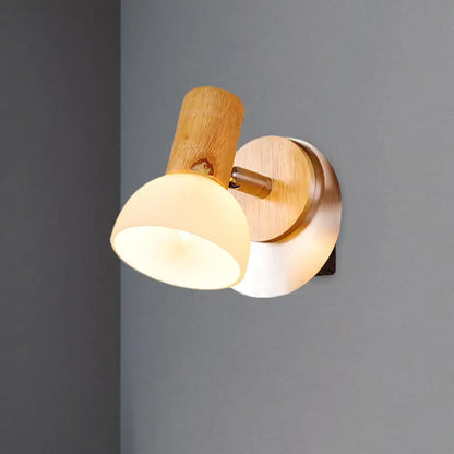 Wood glass milk white wall sconce by Decorbites with metal backplate on Tampa Home & Garden Store