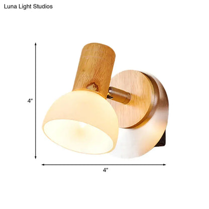 Wood Glass Milk White Sconce by Decorbites, wood base with milk glass shade, 4in wall light on Tampa Home & Garden Store