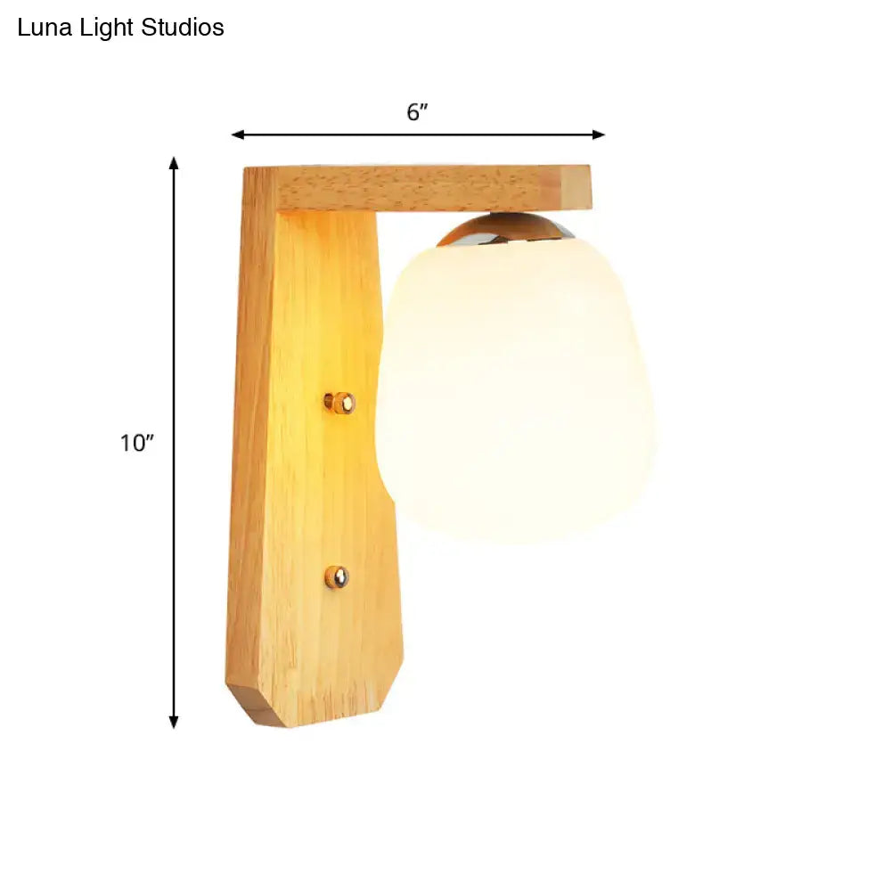 Wooden Globe Wall Lamp by Decorbites with frosted globe shade, 6 in wide by 10 in high on Tampa Home & Garden Store