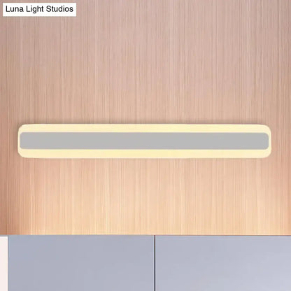 Modern yellow gray LED white light vanity strip by Decorbites mounted on wood wall on Tampa Home & Garden Store