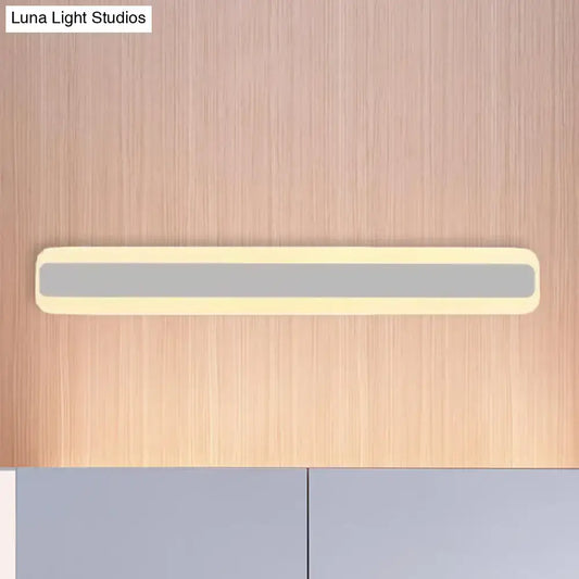 Modern yellow gray LED white light vanity strip by Decorbites mounted on wood wall on Tampa Home & Garden Store
