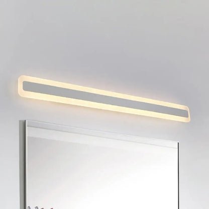 Decorbites LED vanity light strip, yellow edge and gray center, warm white glow above mirror on Tampa Home & Garden Store