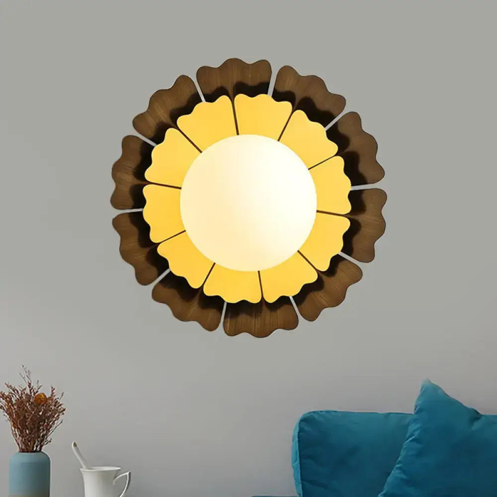 Glass Sunflower Wall Sconce with yellow petals and brown outer ring Decorbites on Tampa Home & Garden Store