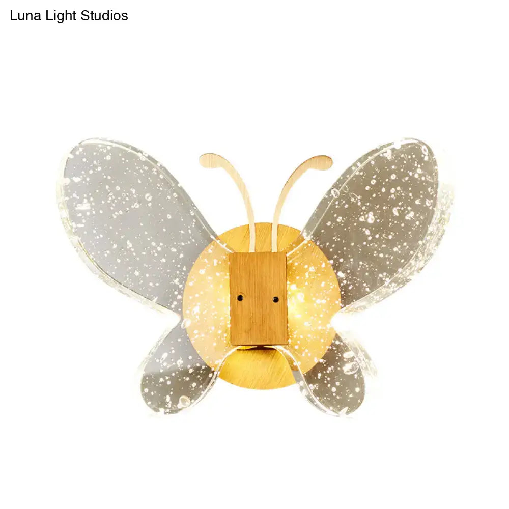 Crystal Butterfly Wall Sconce by Decorbites, wooden body with speckled glass wings on Tampa Home & Garden Store