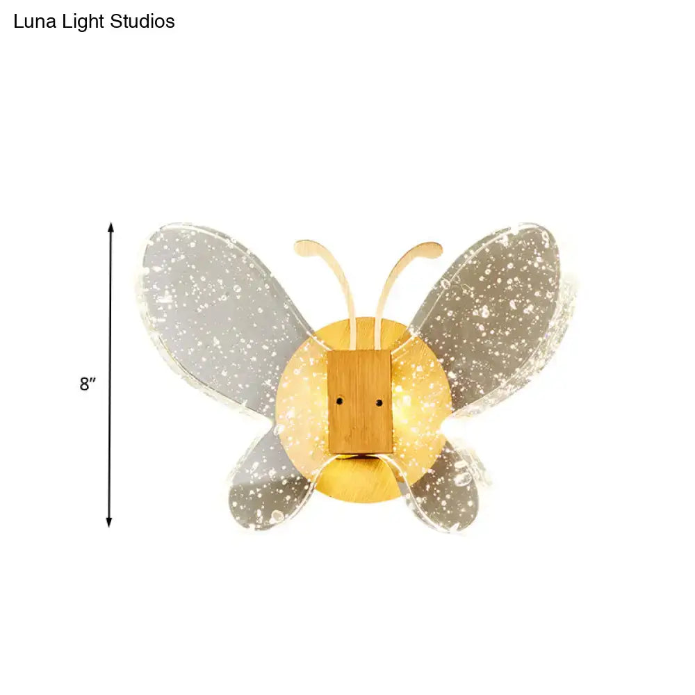 Crystal Butterfly Wall Sconce by Decorbites with wooden body and speckled gray wings 8in on Tampa Home & Garden Store