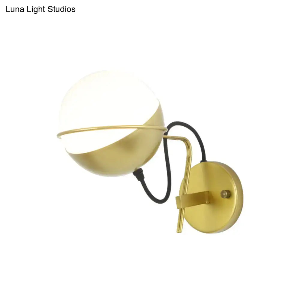 Yellow Globe Wall Sconce brass gold finish matte glass globe industrial Decorbites on Tampa Home & Garden Store