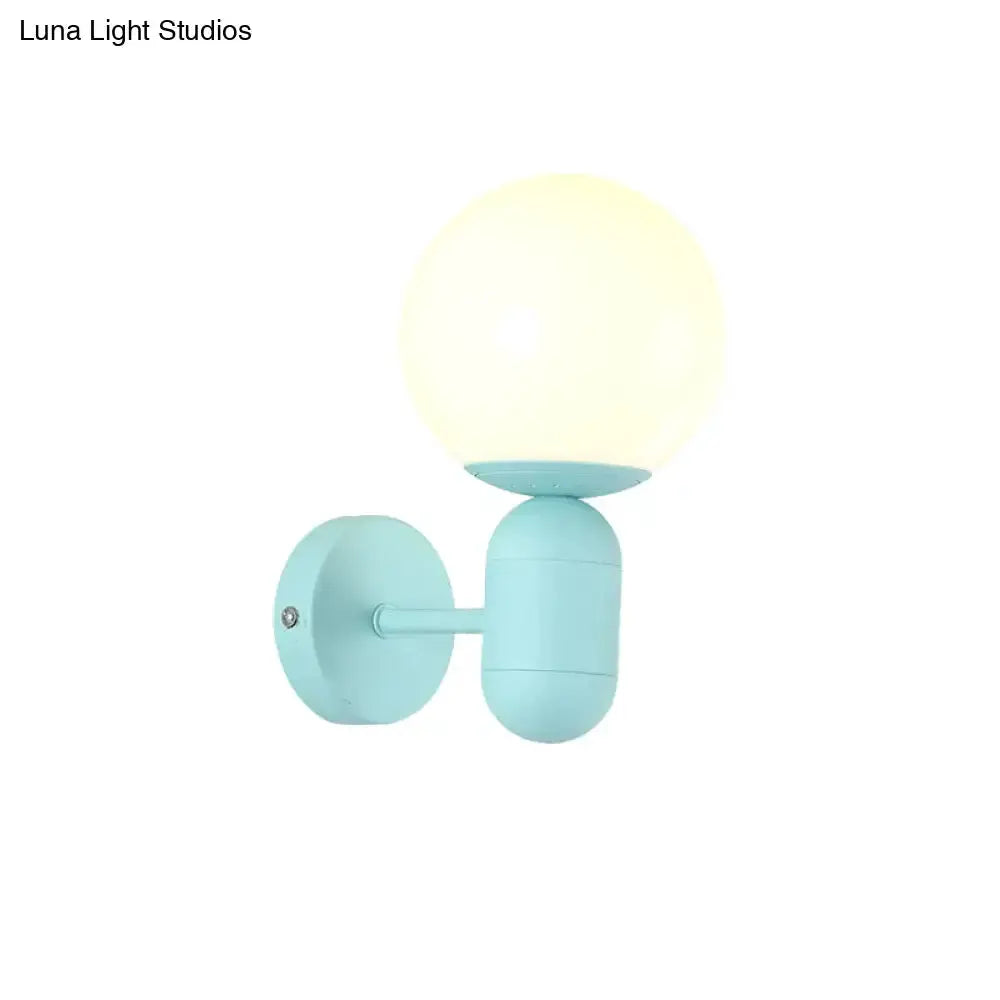 Modern Yellow Wall Lamp with Frosted Orb Shade