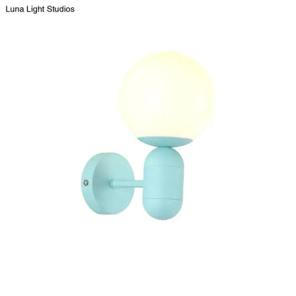 Modern Yellow Wall Lamp with Frosted Orb Shade