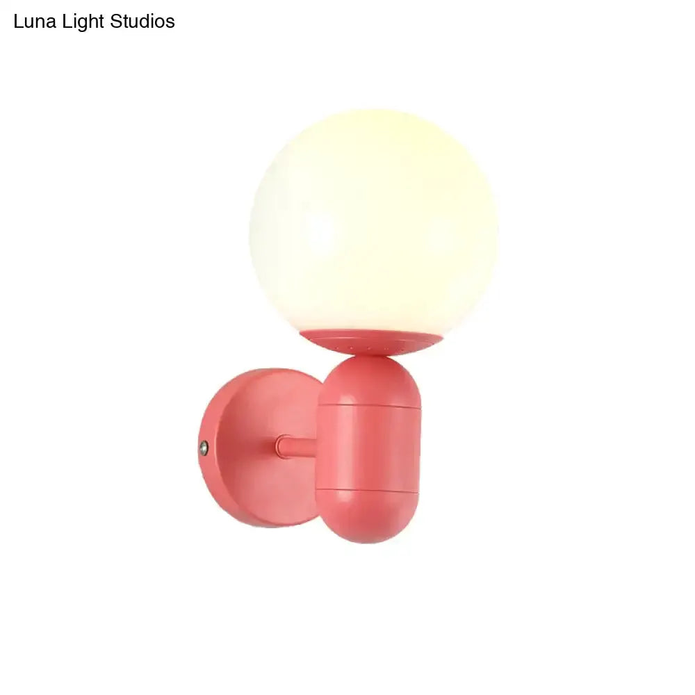 Modern Yellow Wall Lamp with Frosted Orb Shade