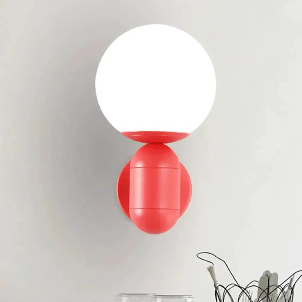 Modern Yellow Wall Lamp with Frosted Orb Shade