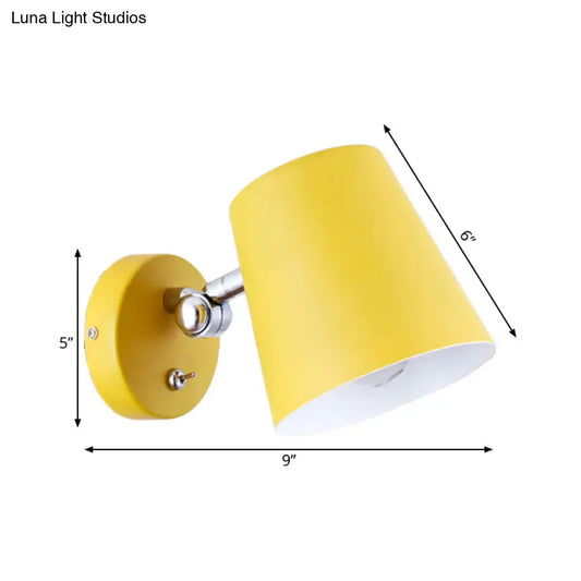 Yellow metal sconce light by Decorbites; wall-mount, adjustable arm, 9in yellow shade on Tampa Home & Garden Store