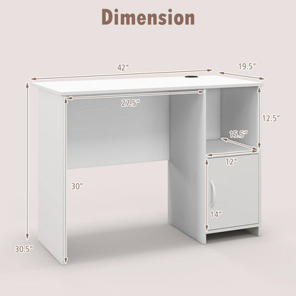 Escritorio moderno para computadora con gabinete - Blanco
