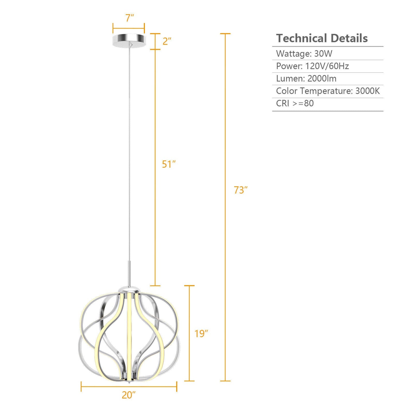Araña de LED regulable de luz cálida moderna