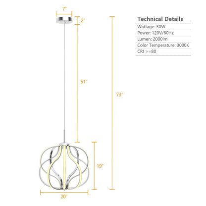Araña de LED regulable de luz cálida moderna
