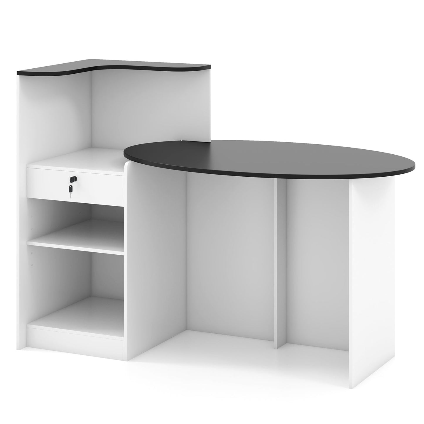 Mostrador de recepción moderno con mesa ovalada - Negro
