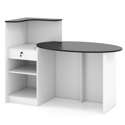 Mostrador de recepción moderno con mesa ovalada - Negro