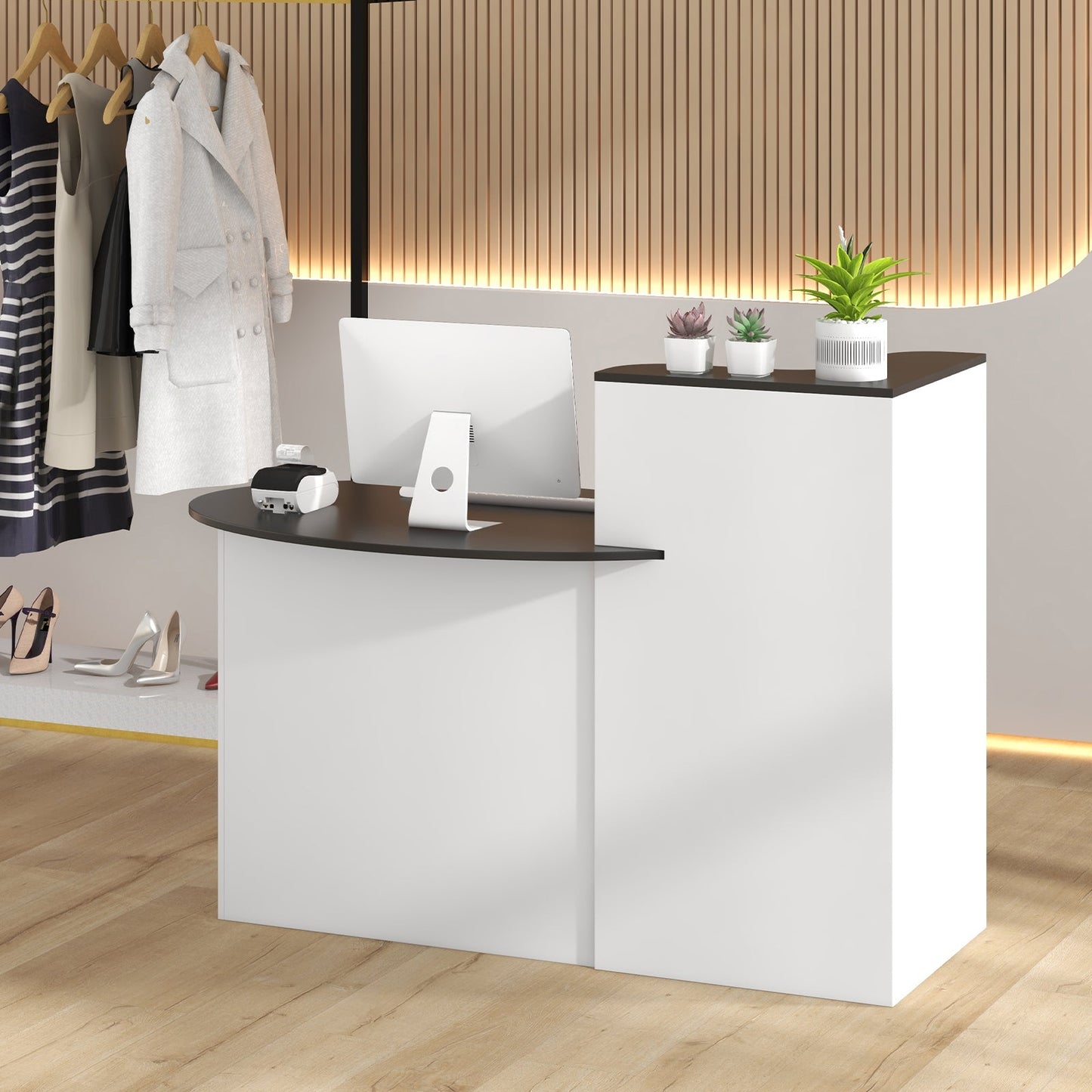 Mostrador de recepción moderno con mesa ovalada - Negro