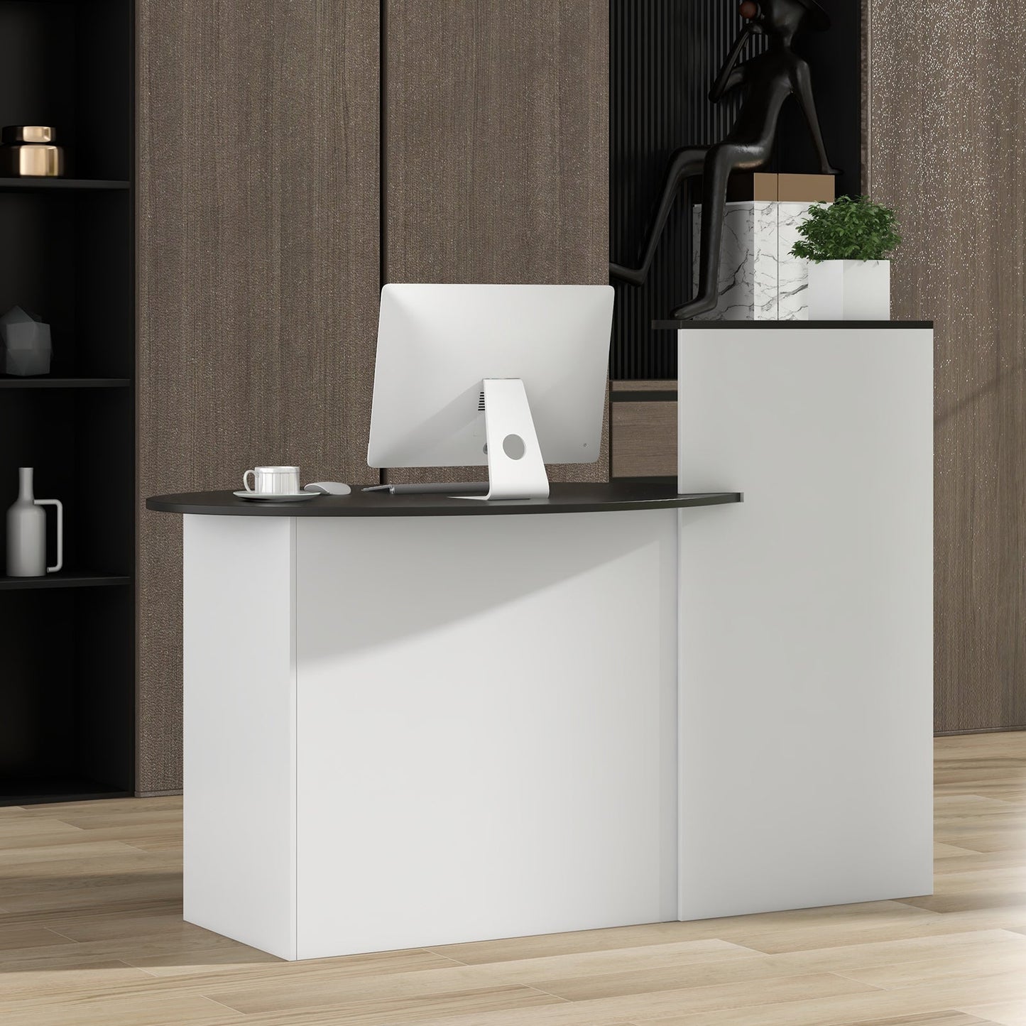Mostrador de recepción moderno con mesa ovalada - Negro