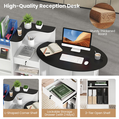 Mostrador de recepción moderno con mesa ovalada - Negro