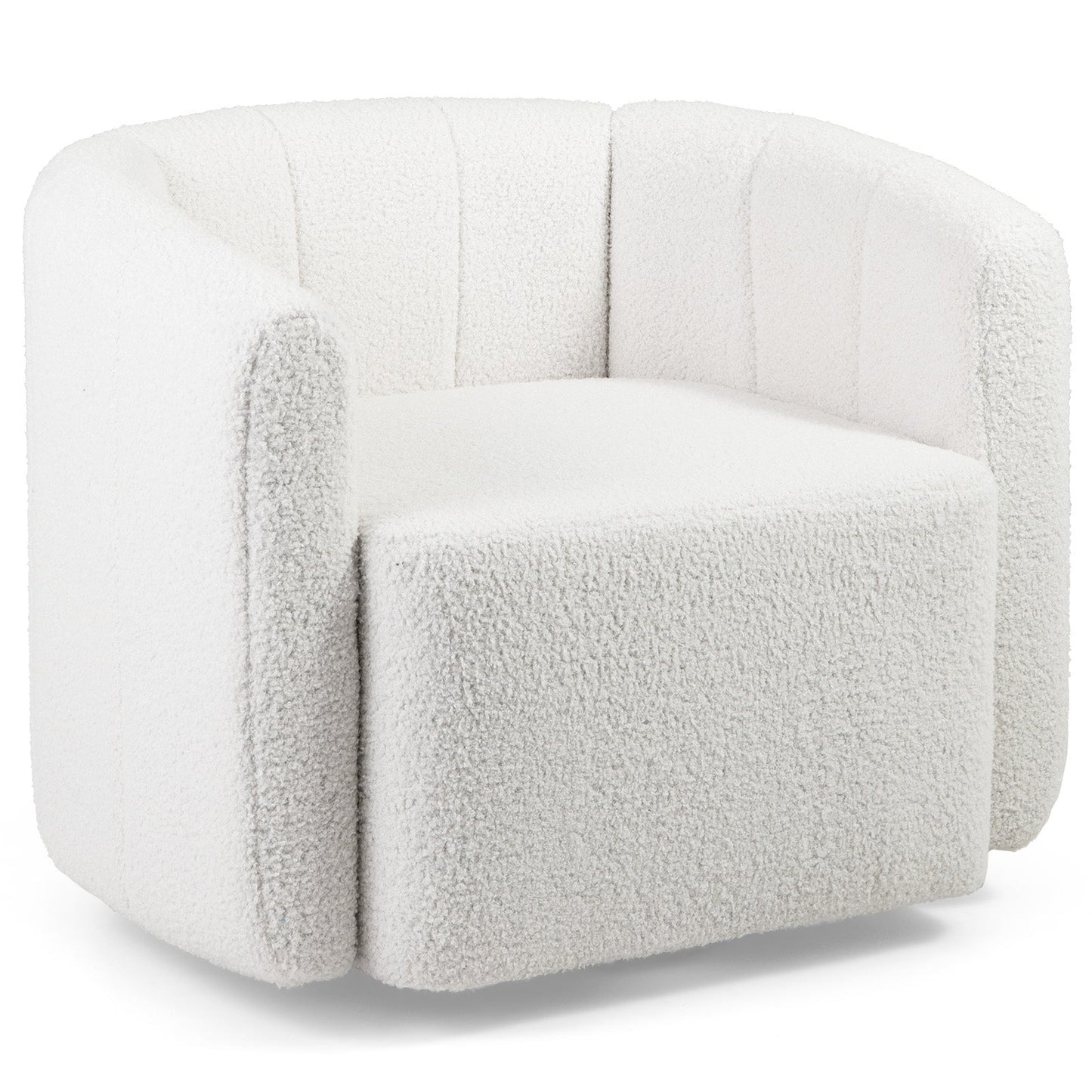 Sillón Acentual Sherpa Tapizado Moderno con Respaldo Curvo y Apoyabrazos - Blanco
