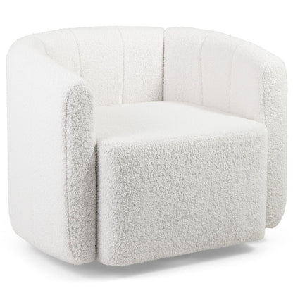Sillón Acentual Sherpa Tapizado Moderno con Respaldo Curvo y Apoyabrazos - Blanco