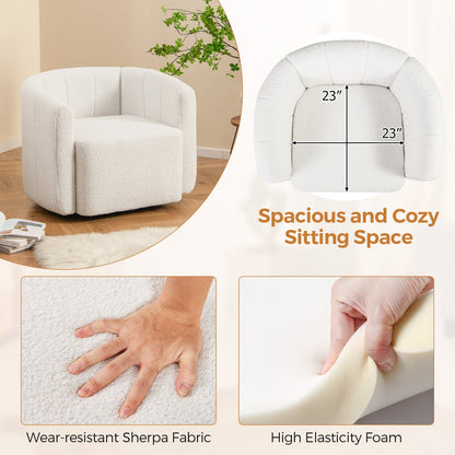 Sillón Acentual Sherpa Tapizado Moderno con Respaldo Curvo y Apoyabrazos - Blanco