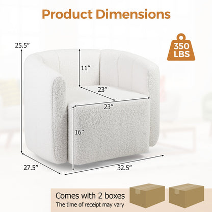 Sillón Acentual Sherpa Tapizado Moderno con Respaldo Curvo y Apoyabrazos - Blanco