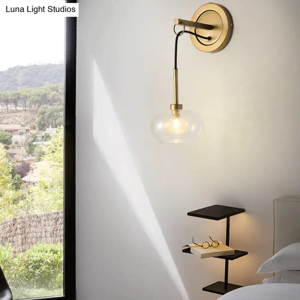 Amber White Glass Sconce by Decorbites; brass wall mount with clear glass globe on Tampa Home & Garden Store