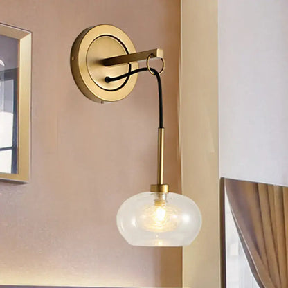 Amber White Glass Sconce with brass wall mount and rounded glass shade by Decorbites on Tampa Home & Garden Store