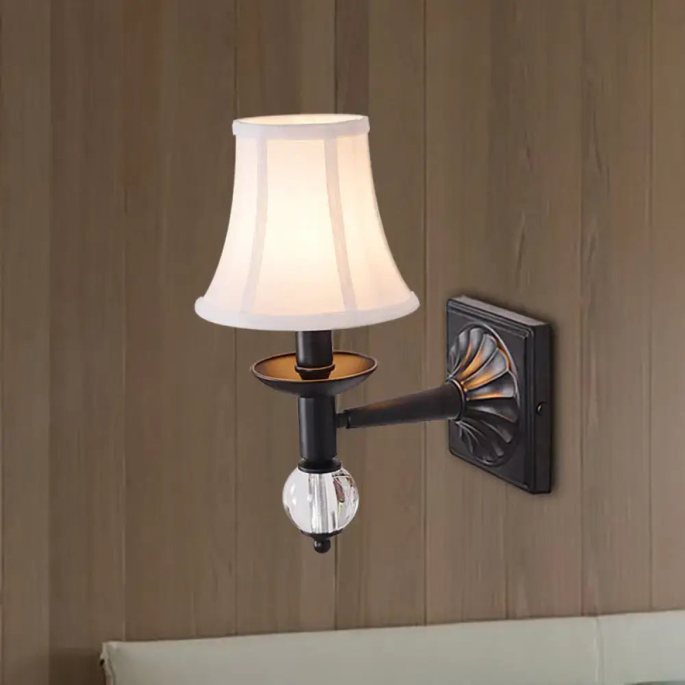 Decorbites Black White Bell Sconce with adjustable fabric shade and crystal orb on Tampa Home & Garden Store