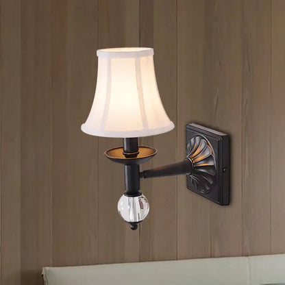 Decorbites Black White Bell Sconce with adjustable fabric shade and crystal orb on Tampa Home & Garden Store