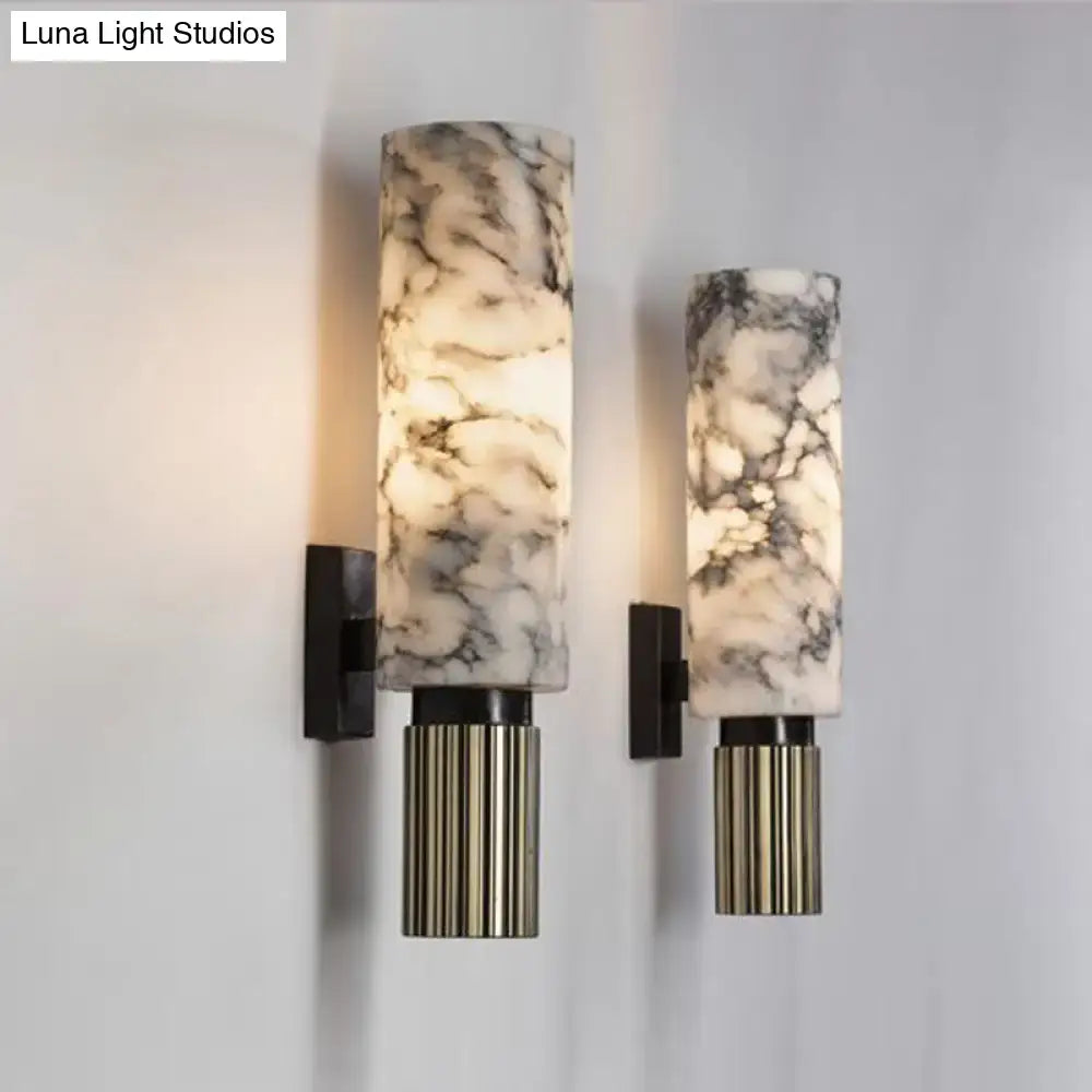 Decorbites black marble wall sconce pair with brass ribbed holders on Tampa Home & Garden Store