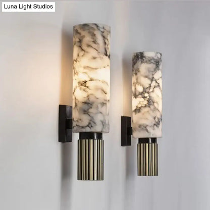Decorbites black marble wall sconce pair with brass ribbed holders on Tampa Home & Garden Store