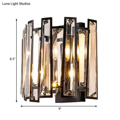 Black crystal wall lamp two-light corridor sconce with geometric glass prisms Decorbites on Tampa Home & Garden Store